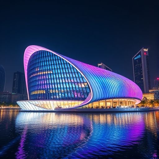 广州白云9598场水汇外观夜景