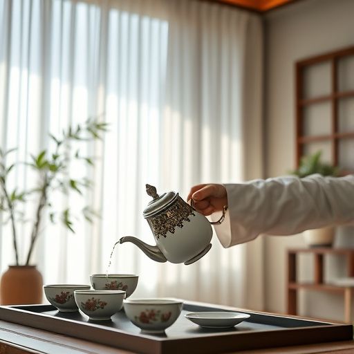 茶艺师在广州中高端喝茶工作室冲泡茶叶