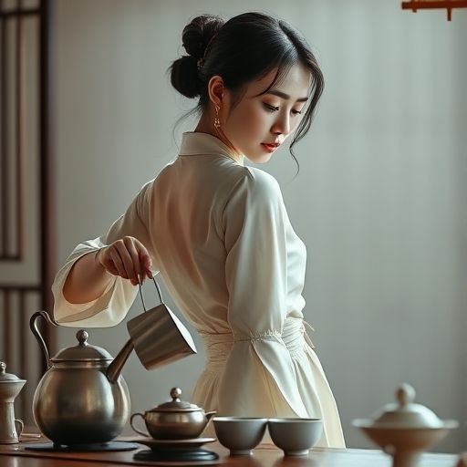 茶艺师优雅的泡茶动作