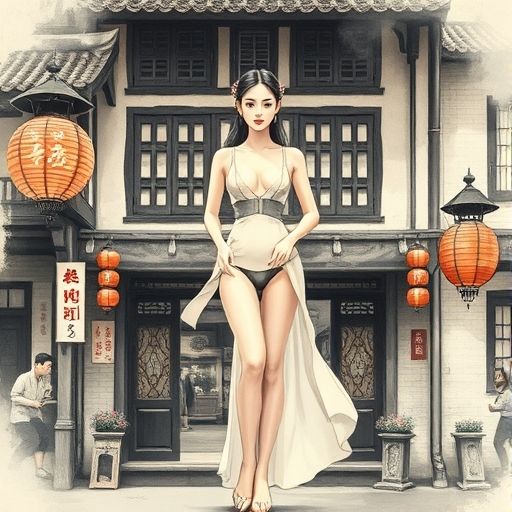 广州老街茶肆外观展示