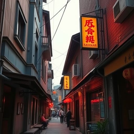 广州巷弄中的桑拿店