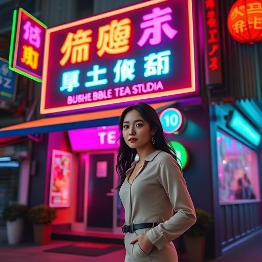 夜晚工作室霓虹招牌