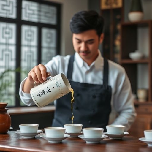 茶师在广州品茶工作室泡茶