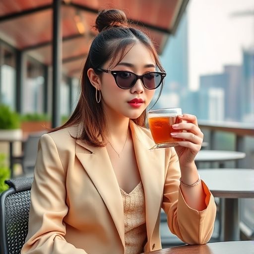 深圳年轻女子品尝高端嫩茶