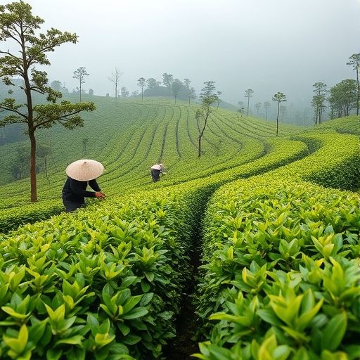 广东茶园采茶场景
