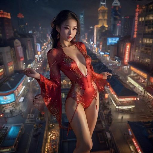 城市夜生活街区鸟瞰图
