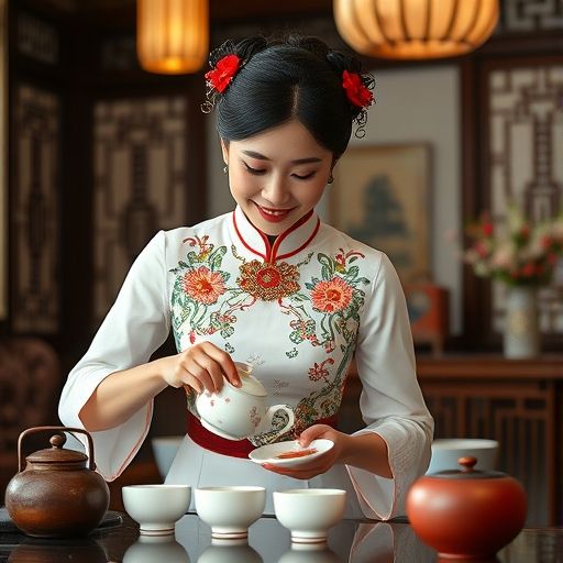 广州高端茶女泡茶场景
