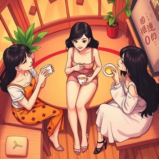 朋友们围坐一起分享嫩茶外卖的欢乐时光