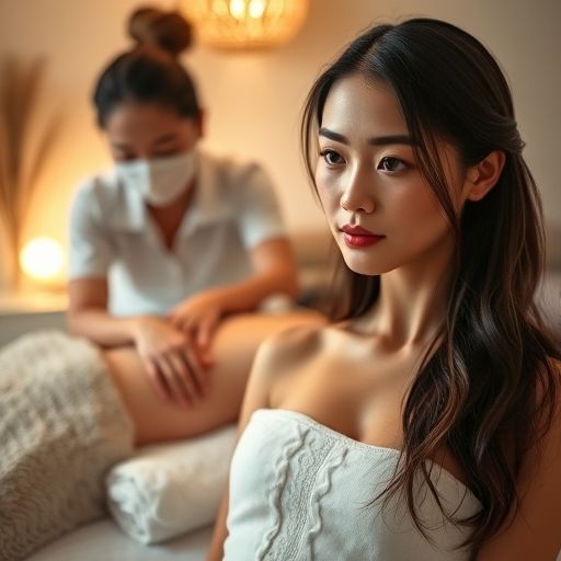 一位专业技师正在为客人进行肩部按摩，画面温馨放松。