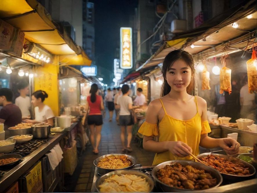 深圳街头,一家充满烟火气的小吃店门前人头攒动,各种特色美食琳琅满目,展现出深圳活力四射的市井生活场景。