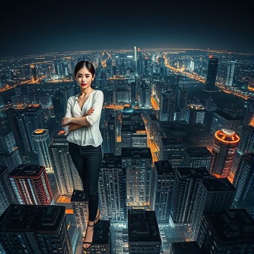 都市夜景下的休闲场所