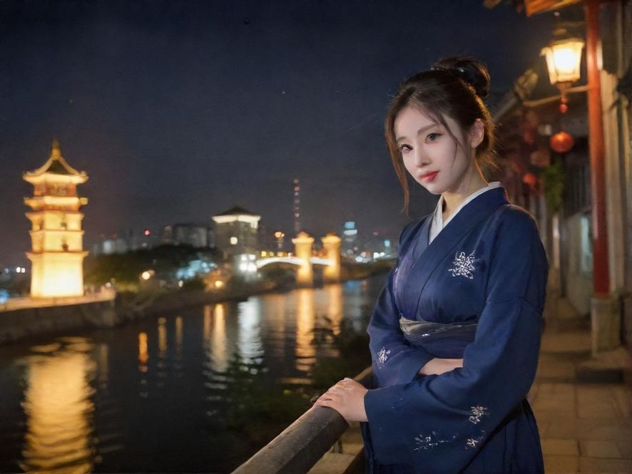 夜晚城市中交织的互联网信息流