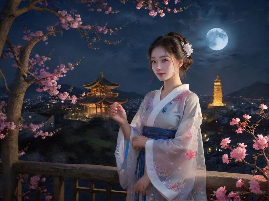 广州百花丛夜场街景灯光氛围