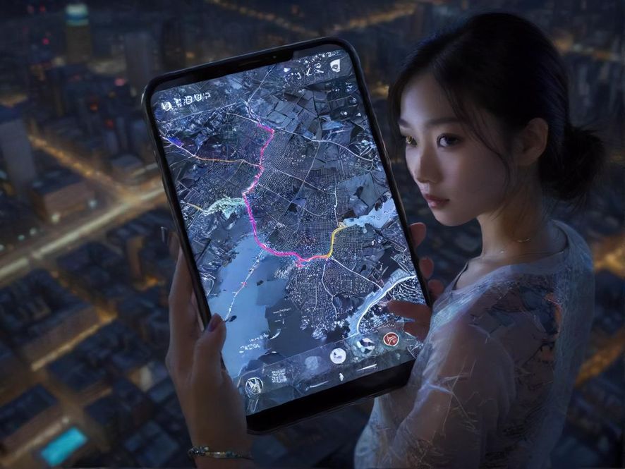 通过手机地图和标记寻找夜间休闲场所