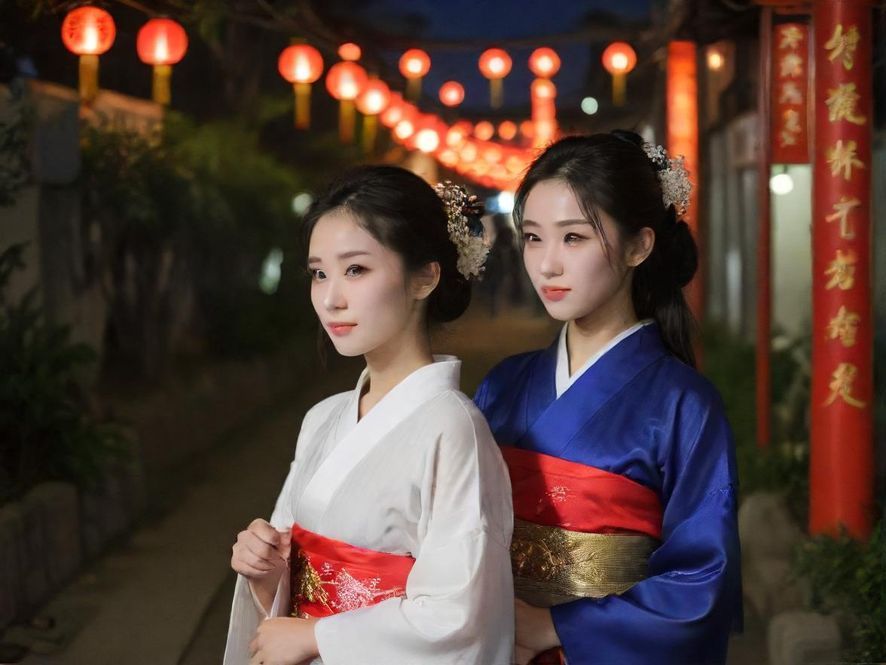 广州一处高端会所的入口，在夜晚灯光下的电影质感街景。