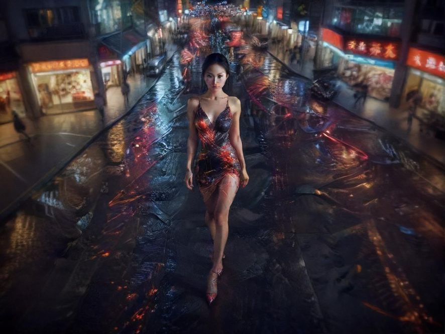 城市夜景俯瞰图