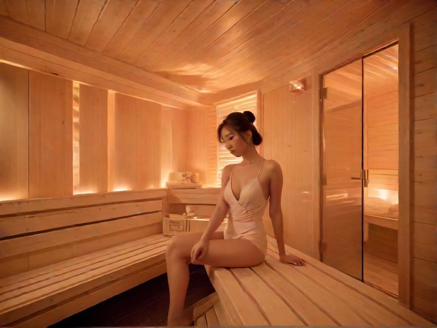 现代舒适的桑拿房内部