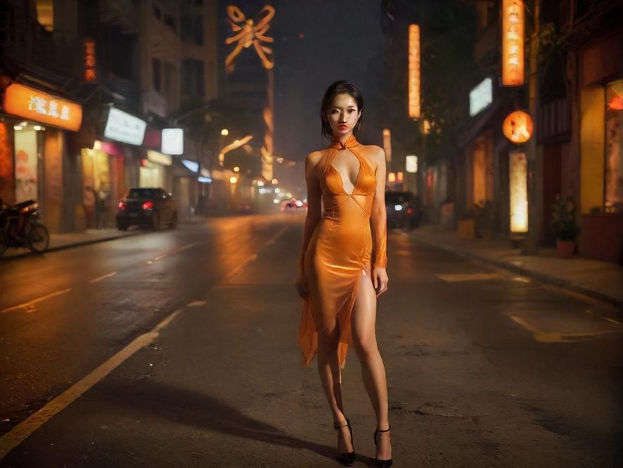 广州齐富路夜景，灯光璀璨