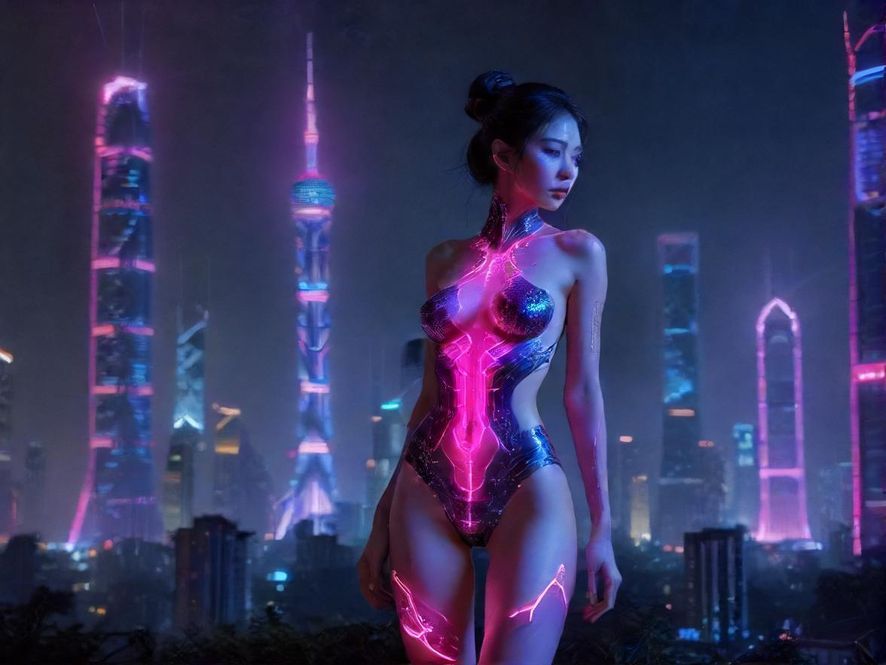 广州夜景抽象描绘