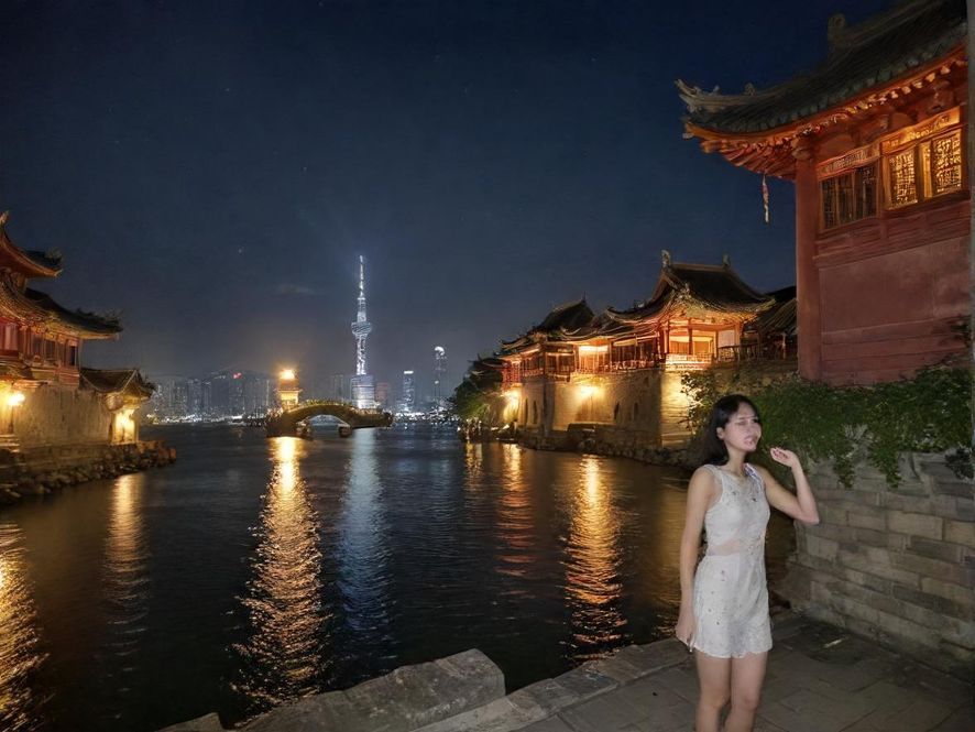 龙华民治区域夜景与抽象连接点