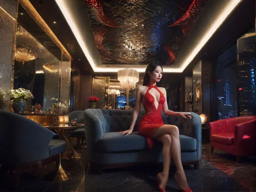 广州夜场奢华包厢，灯光璀璨，充满现代感