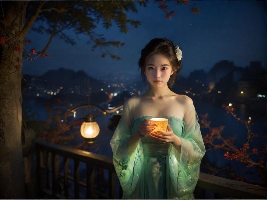 广州品茶外卖夜色场景