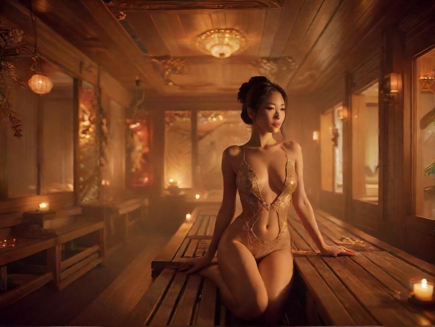 夜场桑拿会所豪华包厢氛围