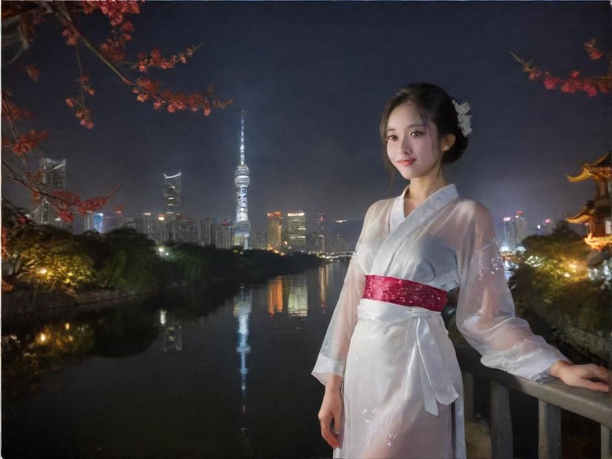 夜晚城市灯火辉煌的景象