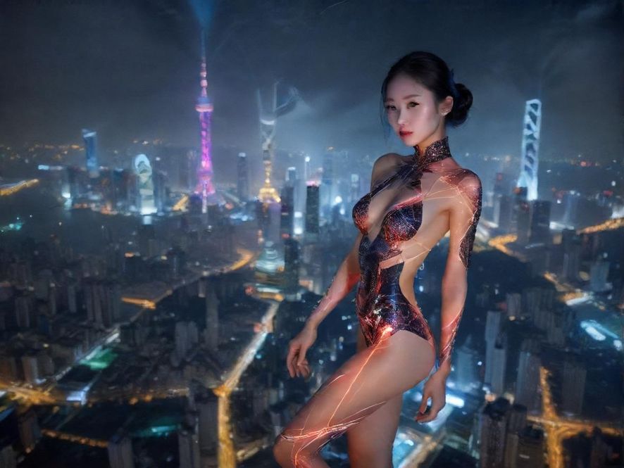 抽象风格的广州城市夜景地图,象征寻找目的地