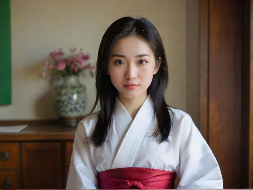 一位年轻女性在一家装修独特的隐秘咖啡馆里,享受着下午茶时光,表情放松愉悦。