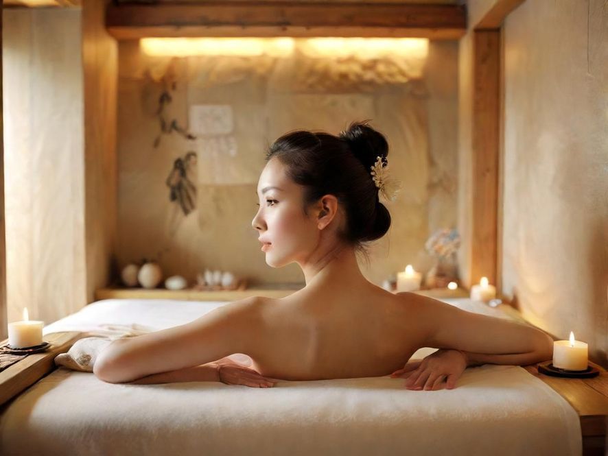 专业按摩师背影,精湛手法特写,宁静舒适的SPA房