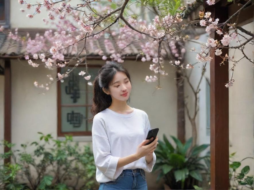 一位和蔼的老师正在花社区app上进行线上教学，画面温馨明亮，充满学习氛围。