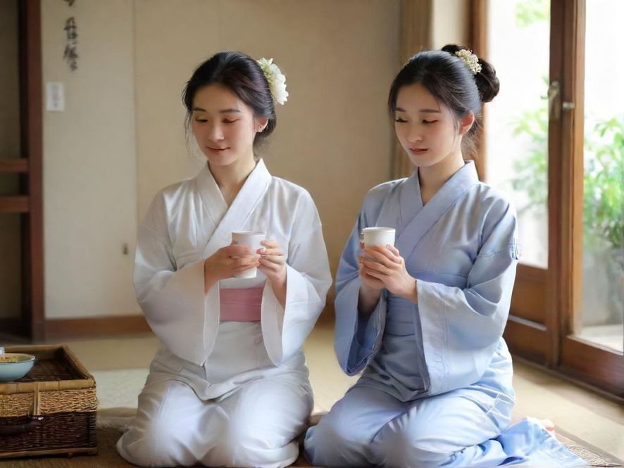 广州雅致茶室,一位女子侧身轻语,光线柔和,营造出私密温馨的氛围。